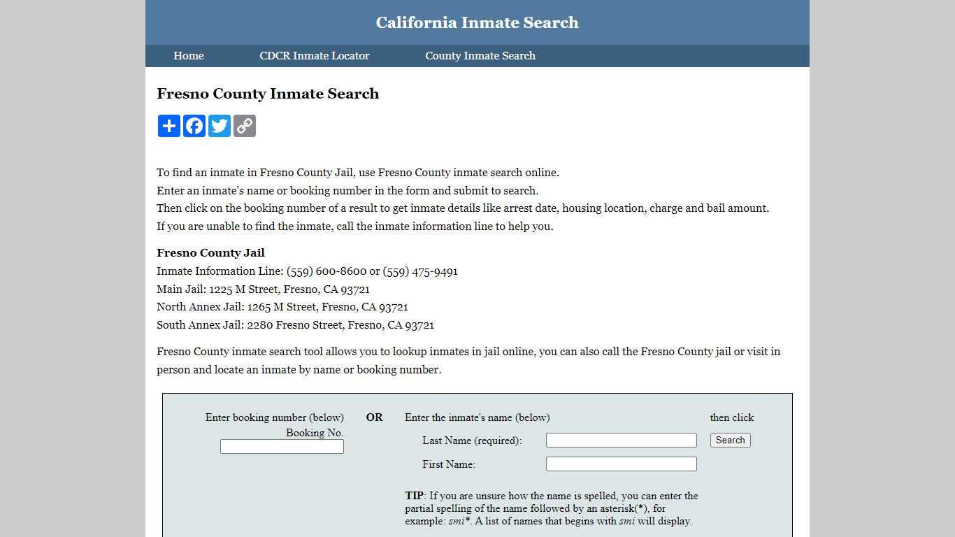 Fresno County Inmate Search